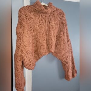 POL Cowl Neck Sweater - Rust
